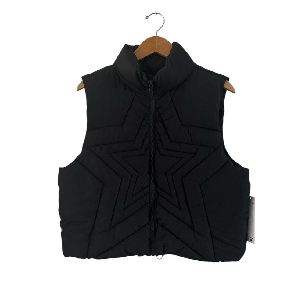 Madden Girl Black Star Pattern Puffer Vest Size Junior L